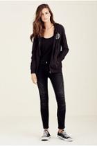 Womens Classic Graphic Zip Up Hoodie | Black | Size X Large | True Religion