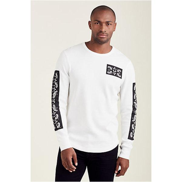 Long Sleeve Bandana Blocks Mens Shirt | White | Size 3x Large | True Religion