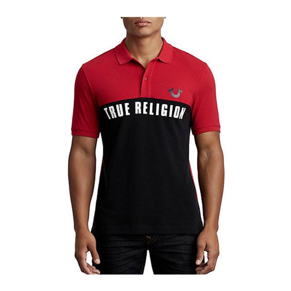 Men's Polo Sport Football Polo | Black/red | Size Small | True Religion