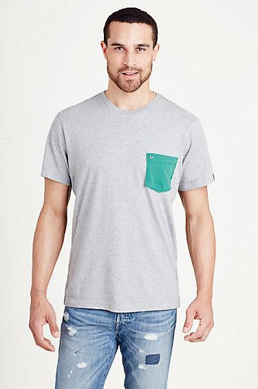 True Religion Big T Stitch Mens Tee - Old Grey