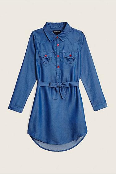 Kids Western Shirt Dress | Indigo | Size Large | True Religion