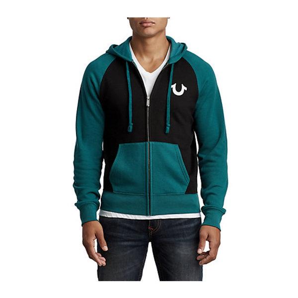 Men's Tr Active Raglan Zip Up Hoodie | Multi | Size Small | True Religion