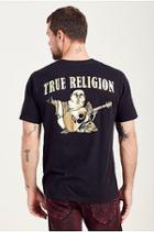Gold Big Buddha Logo Mens Tee | Black | Size Medium | True Religion