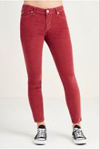 Hand Picked Super Skinny Cropped Corduroy Womens Pant | Ruby Red | Size 23 | True Religion