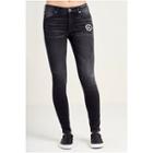 Halle Super Skinny Patched Womens Jean | Grey Mist | Size 24 | True Religion