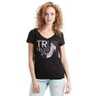 Split Horseshoe Foil Rounded V Womens Tee | Black | Size Small | True Religion