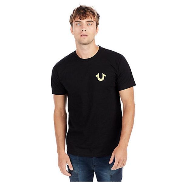 Metallic Gold Buddha Puff Mens Tee | Black | Size X Small | True Religion