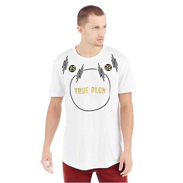 Mens Mixed Media Graphic Tee | White | Size X Small | True Religion