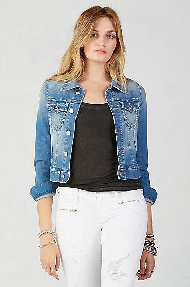 True Religion Dari Boxy Womens Denim Jacket - Sea Glass Clean