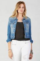 True Religion Dari Boxy Womens Denim Jacket - Sea Glass Clean