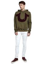 Horseshoe Mens Pullover Hoodie | Military Green  | Size Small | True Religion