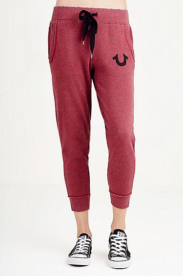 Raw Edge Womens Sweatpant | Merlot | Size X Small | True Religion