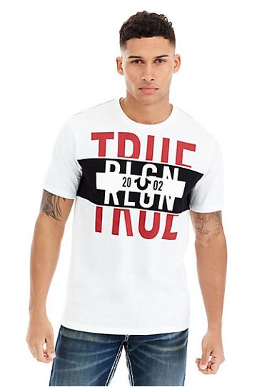 True Panel Mens Tee | White/black | Size Small | True Religion