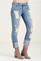Liv Exaggerated Cuff Relaxed Womens Jean | Blues Revival Destroyed | Size 23 | True Religion