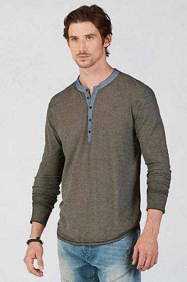 True Religion Military Mens Thermal Henley - Grey