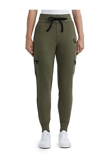 Women's Cargo Zip Jogger | Burnt Olive | Size X Small | True Religion