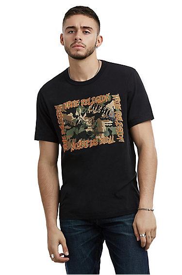 Mens Mixed Logo Tee | Black | Size Medium | True Religion