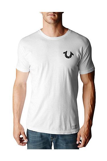 True Religion Horseshoe Logo Crew Neck Mens Tee - White