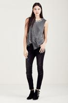 Halle Super Skinny Moto Womens Jean | Destroyed Pepper | Size 30 | True Religion