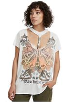 Moth Crew Neck Womens Tee | White | Size X Small | True Religion