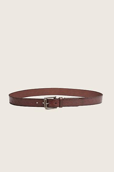 True Religion Mens Embossed Logo Belt - Muse Dark Brown