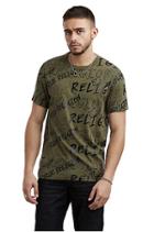 Mens Logo Mania Tee | Burnt Olive | Size X Small | True Religion