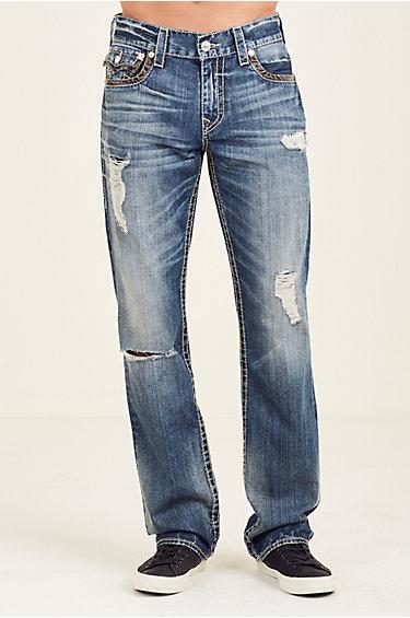 Straight Flap Big T Ripped Mens Jean | True Illusion W/ Rips | Size 31 | True Religion