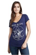 Women's Geometric Buddha Rounded V Tee | Navy | Size Xx Small | True Religion