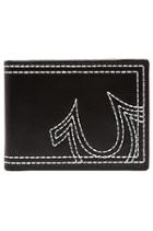 True Religion Hand Picked Embroidered Horseshoe Wallet - Washed Black