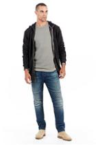 Coated Moto Mens Zip Hoodie | Charcoal | Size X Small | True Religion