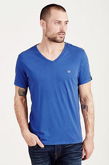 Pima Cotton V-neck Mens Tee | Cobalt | Size Xx Large | True Religion