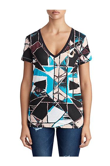 Womens Stained Glass Buddha Graphic Tee | Multi | Size X Small | True Religion