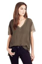 Womens Sheer Georgette Top | Military Green | Size X Small | True Religion
