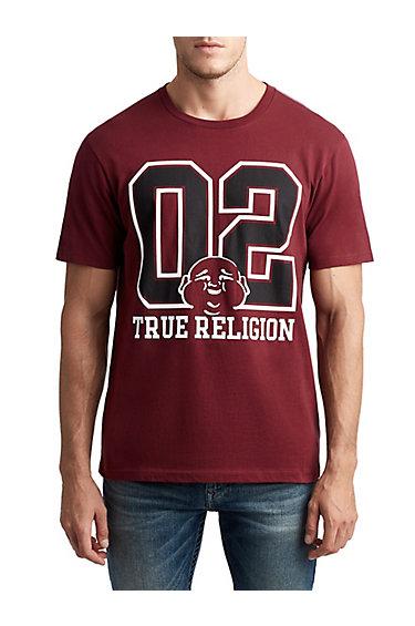 Mens 02 Varsity Buddha Graphic Tee | Burgundy | Size X Small | True Religion
