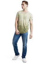 Mens Ombre Acid Wash Pocket Tee | Military Green  | Size Small | True Religion
