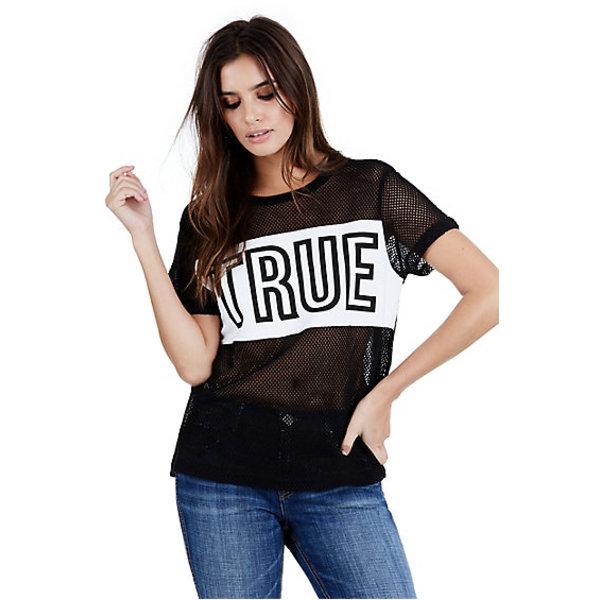 High Density True Mesh Womens Tee | Black | Size Small | True Religion