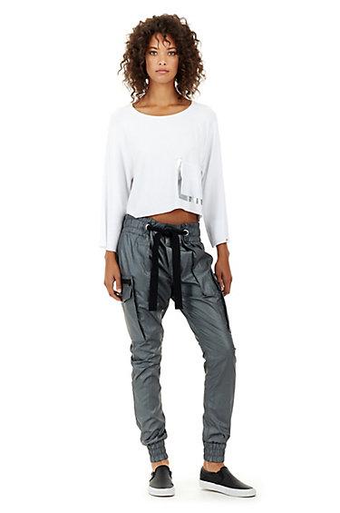 Cropped Long Sleeve Womens Top | White  | Size X Small | True Religion