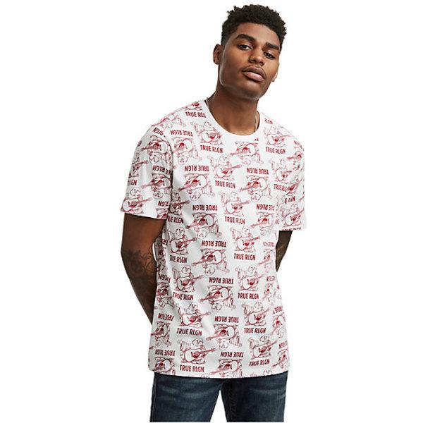 Buddha Mono Crew Neck Mens Tee | White | Size Small | True Religion