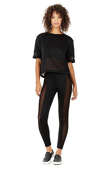 Sheer Panel Womens Top | Black | Size X Small | True Religion