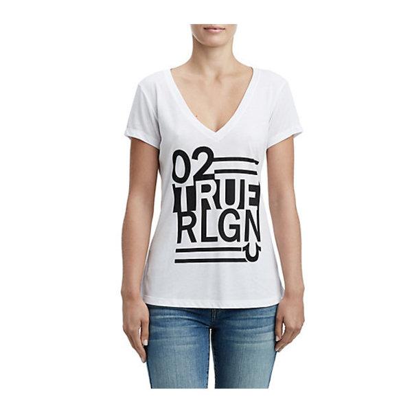 Women's Striped True Religion Shirttail Tee | White | Size Xx Small