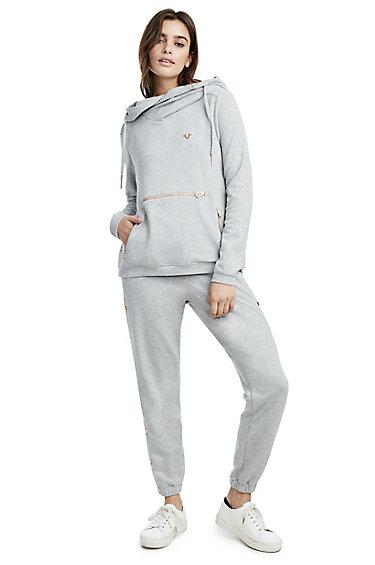 Womens Breakaway Pullover Hoodie | Grey Marl | Size X Small | True Religion