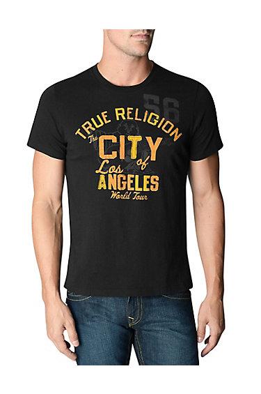 True Religion City Of La Crew Neck Mens Tee - Black
