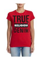 Women's Stacked Tr Crew Tee | Ruby Red | Size Xx Small | True Religion