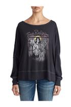 Womens Angels And Skeletons Open Back Shirt | Black | Size X Small | True Religion