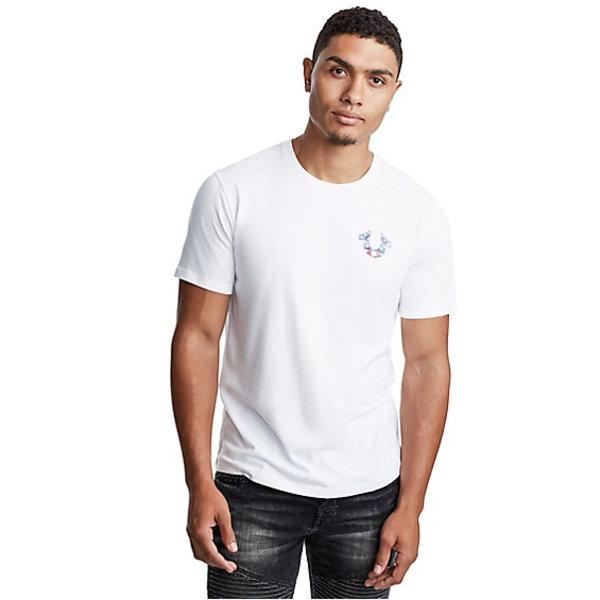 Men's Valient 02 Flag Crew Neck Tee | White | Size Medium | True Religion