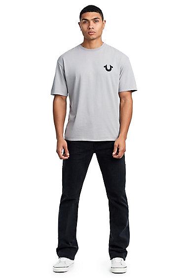 Void Tactics Mens Super T Ricky Straight Jean W/ Flap | Faded Black  | Size 28 | True Religion