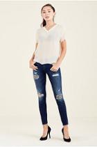 Halle Super Skinny Womens Jean | Mended Metal Wash | Size 24 | True Religion