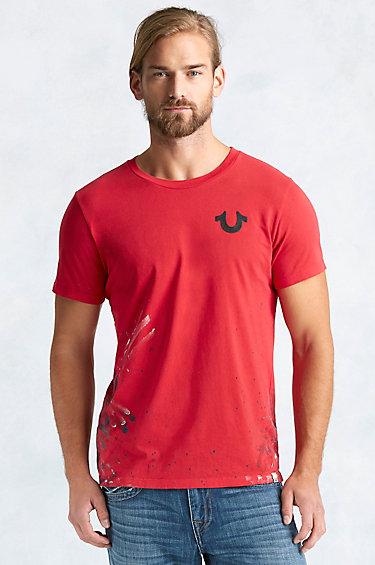 True Religion Crafted With Pride Painted Mens Tee - Red
