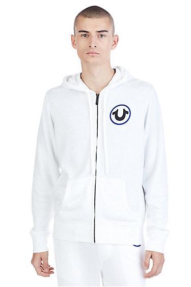 World Active Zip Up Mens Hoodie | White | Size Medium | True Religion