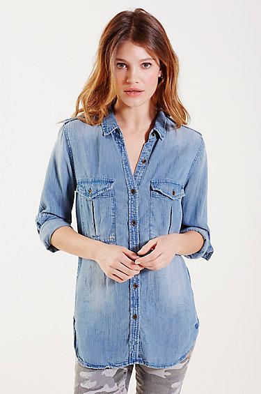 Indigo Military Womens Shirt | Size Small | True Religion